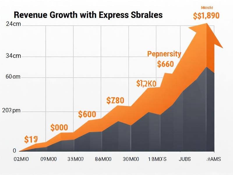 Business growth chart showing mobile mechanic revenue progression over 12 months
